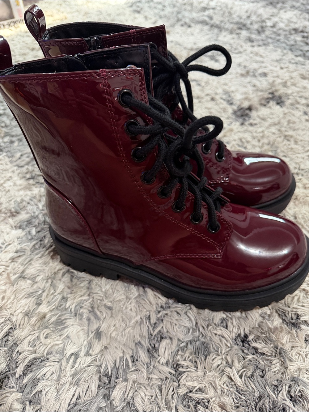 New - Soda - Burgundy Combat Boots - Womans 8